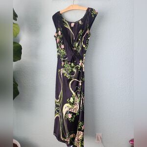 Corsage 100% silk made in India summer forest midi dress